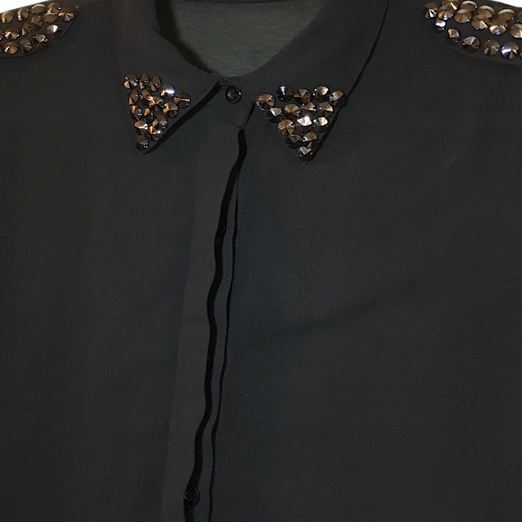 Black sheer studded button ⬇️⚫️ - Picture 4 of 6